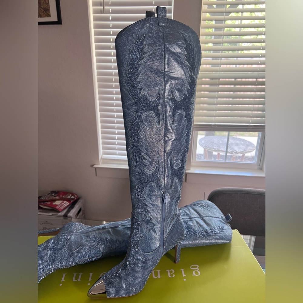 Size 12, Whisper blue KatyannaTwo Over-the-Knee Western Dress Boots